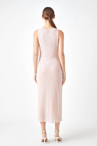 2.7 August Apparel - Rhinestone Mesh Midi Dress