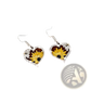Bee and Sunflower Heart Rhinestone Silver Earrings