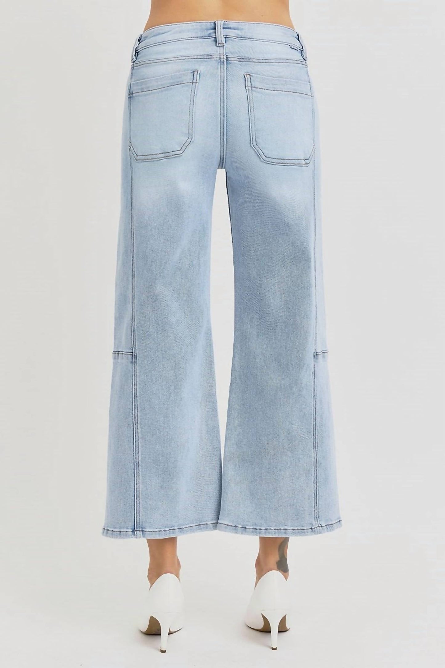 Risen - Brooklyn 57 High Rise Crop Wide Leg Seam Detail Jeans