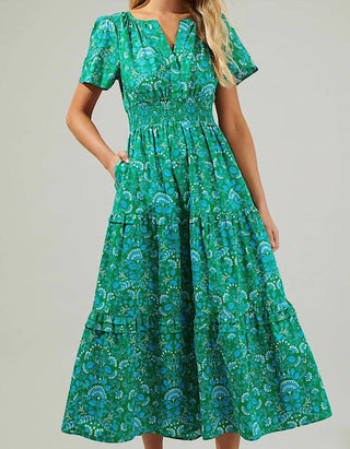 Sugarlips - Alina Floral Palmer Tiered Maxi Dress