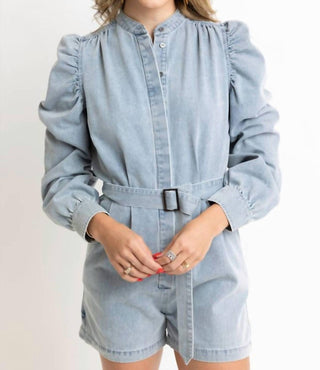 Karlie - Denim Belt Long Sleeve Romper