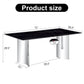 Modern Minimalist Dining Table with Imitation Marble Glass Top and Metal Legs