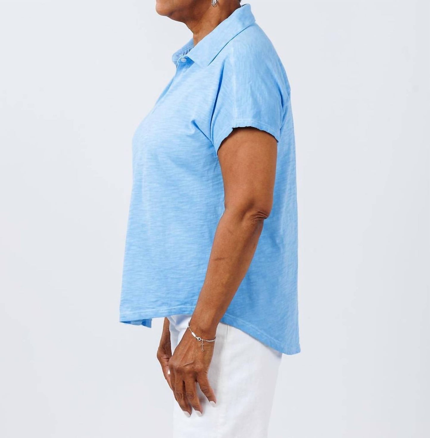 Elliott Lauren - Charlotte Button Front Tee With Collar