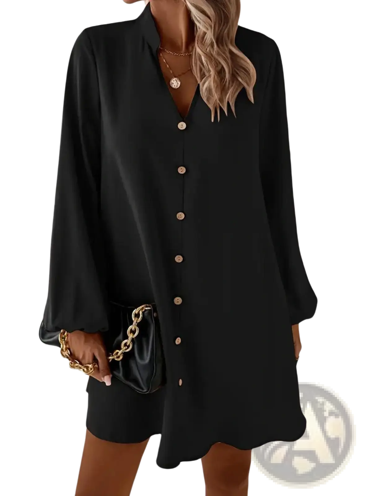 Bell Sleeve Button Down Midi Dress