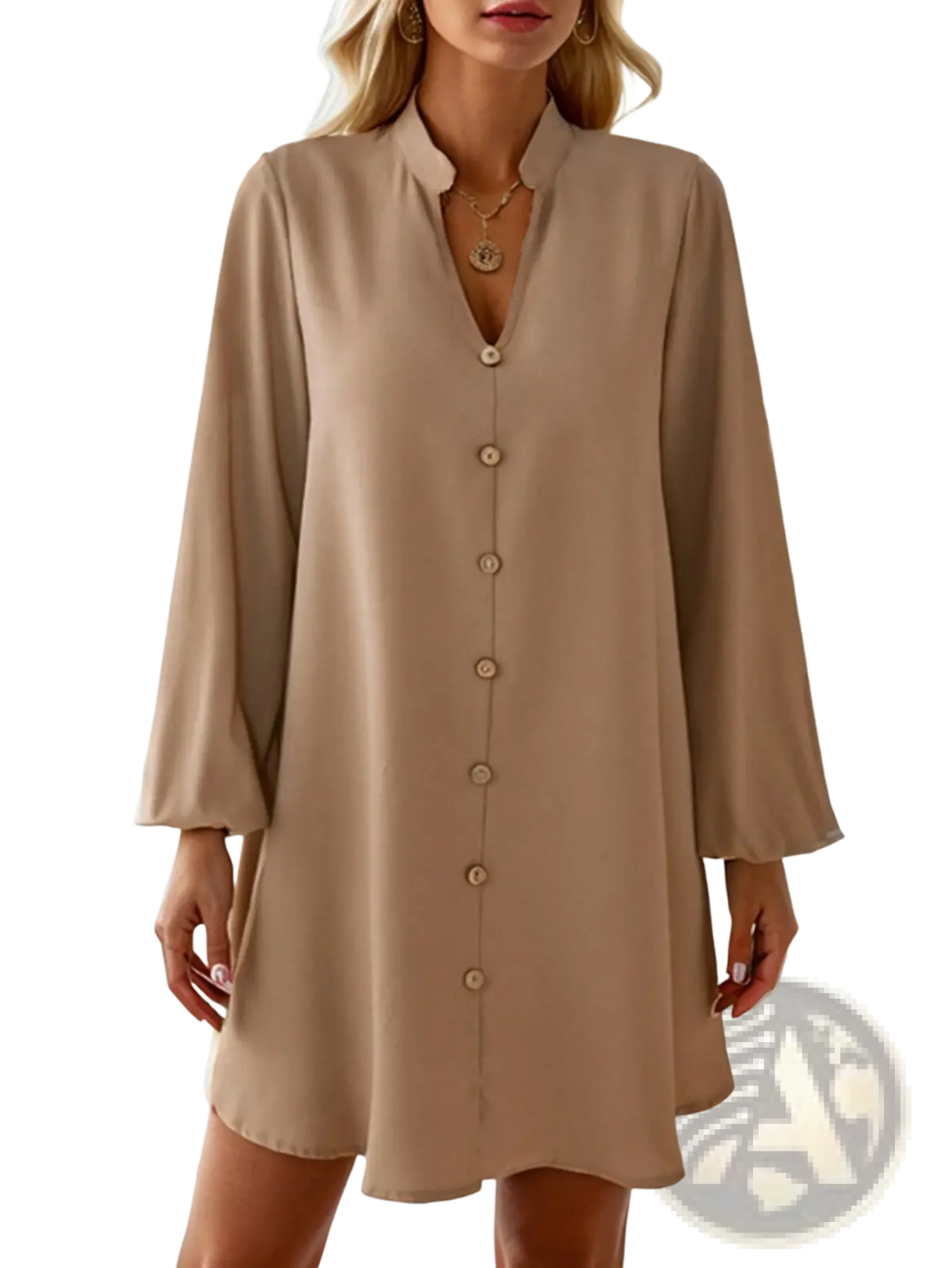 Bell Sleeve Button Down Midi Dress