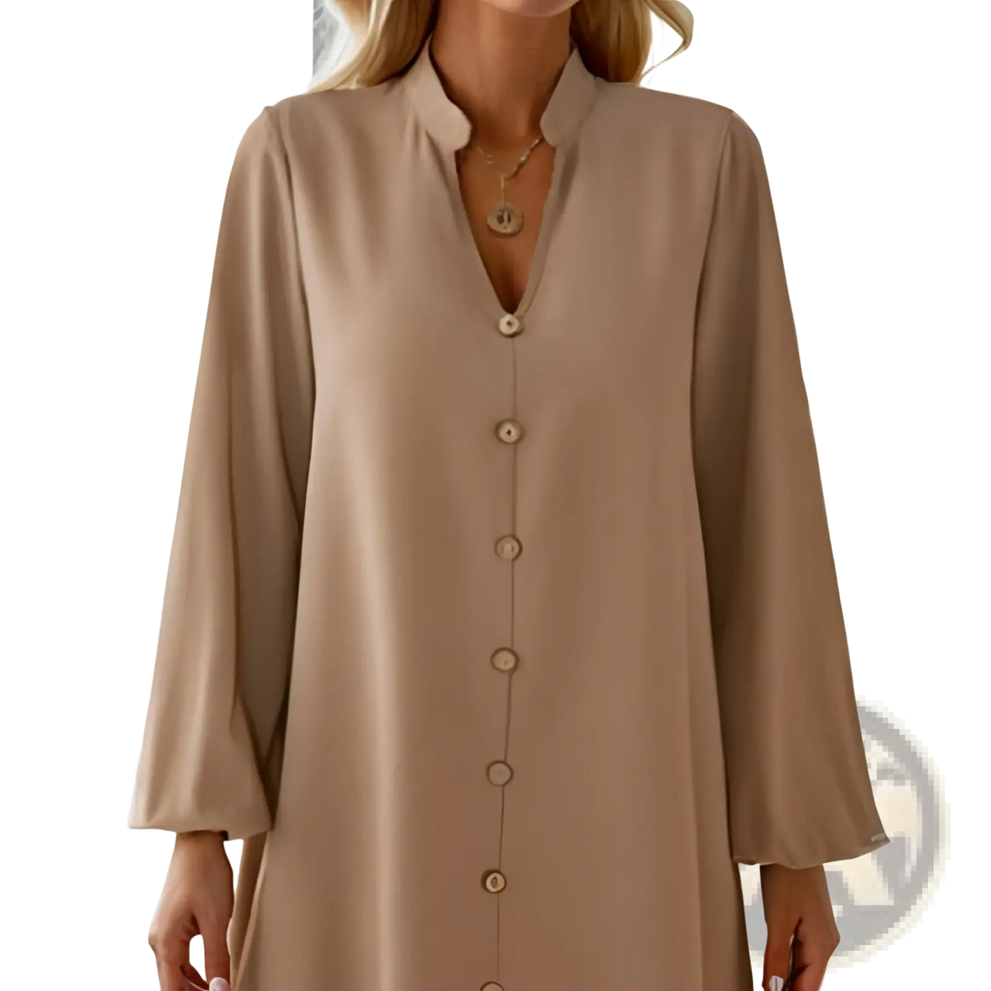 Bell Sleeve Button Down Midi Dress