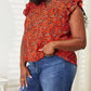Double Take - Floral Flutter Sleeve Notched Neck Blouse