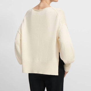 Theory - WOMEN'S COTTON CHAINETTE CHUNKY SLIT SWEATER
