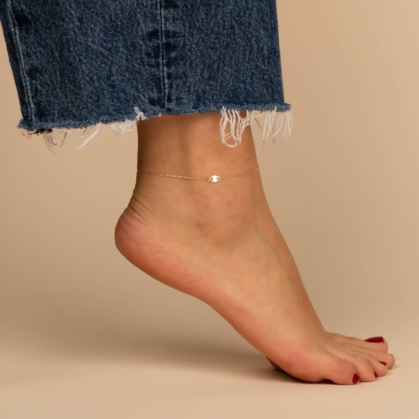 Adina Eden - Solid Evil Eye Pendant Anklet
