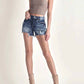 Risen - Mid Rise Raw Hem Denim Shorts