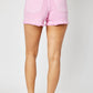 Judy Blue - Mid Rise Garment Dyed Fray Hem Shorts