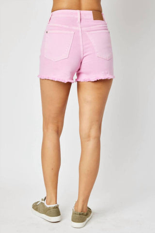 Judy Blue - Mid Rise Garment Dyed Fray Hem Shorts