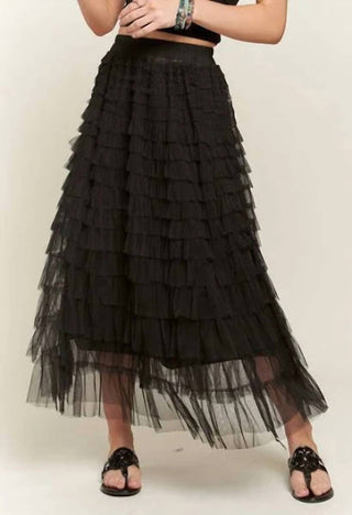 Adora - Black Layered Tulle Maxi Skirt
