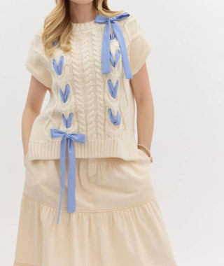 Entro - Blue Ribbon Short Sleeve Sweater