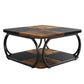 Square Coffee Table With Storage Shelf, 2 Tier For Living Room - Brown / Black