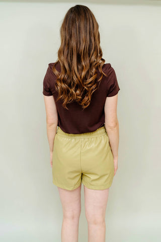 Crst - Lindsay Faux Leather Shorts