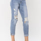 Judy Blue - Mid Rise Double Cuff Destroyed Boyfriend Denim Jeans