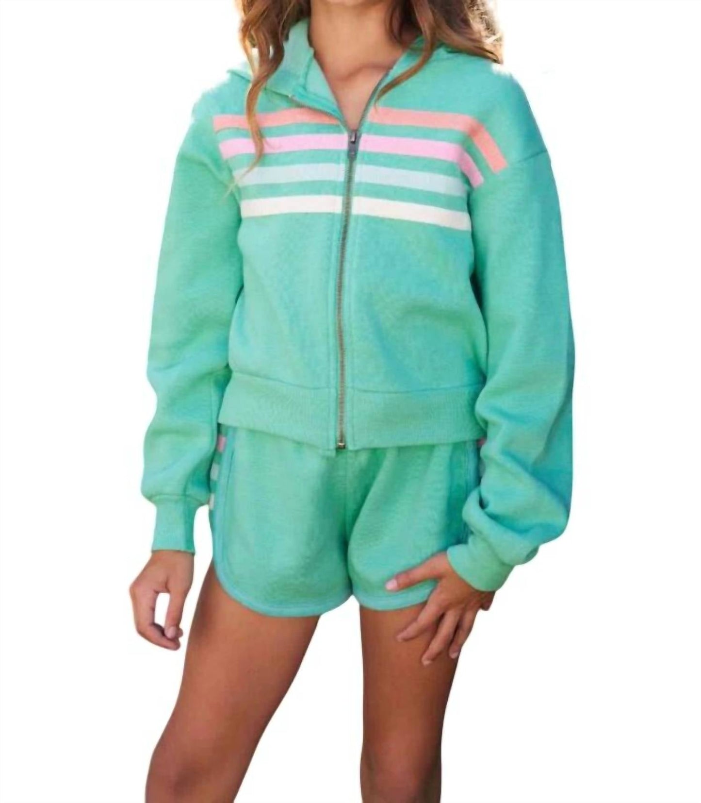 Vintage Havana - Fleece Hoodie With Stripes