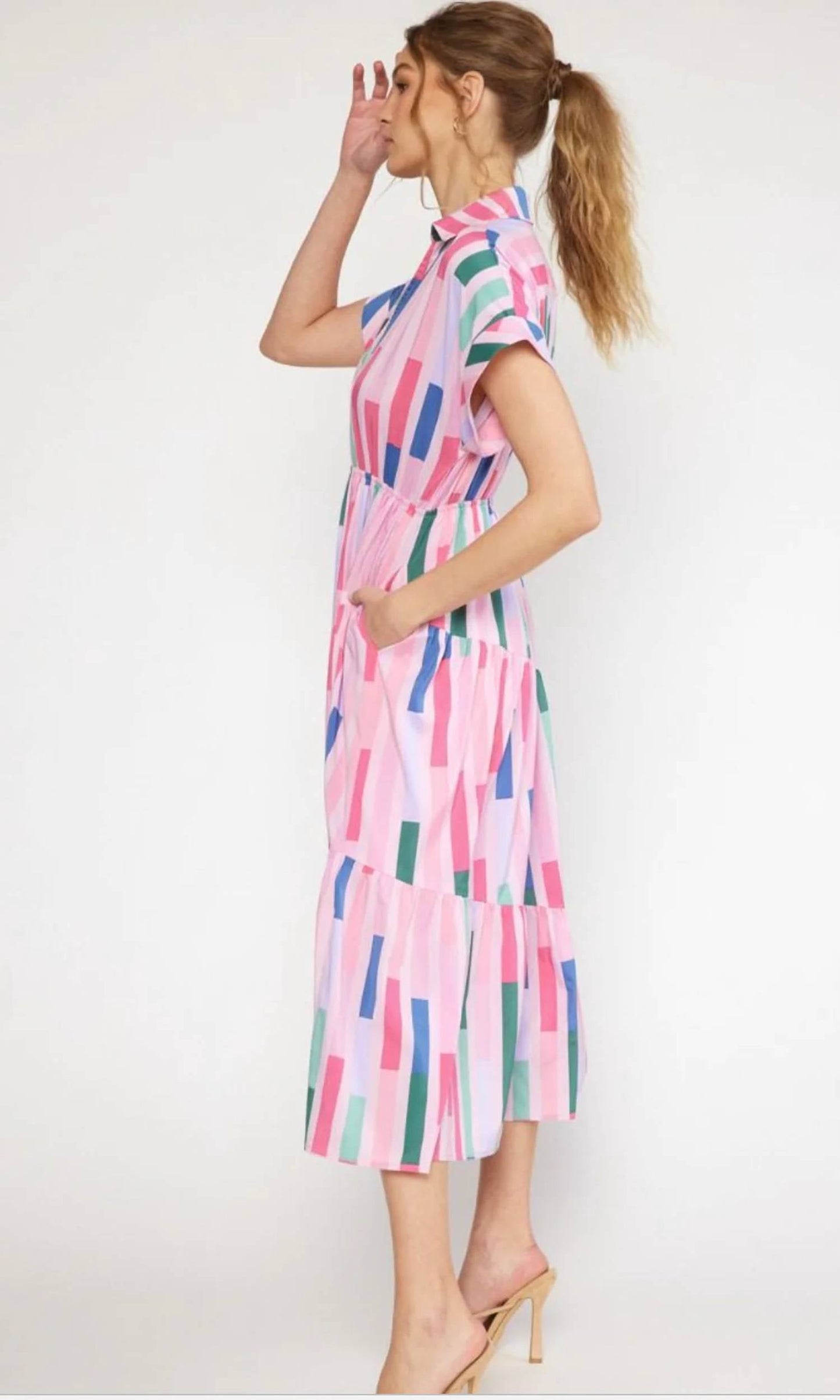 Entro - Striped Midi Dress