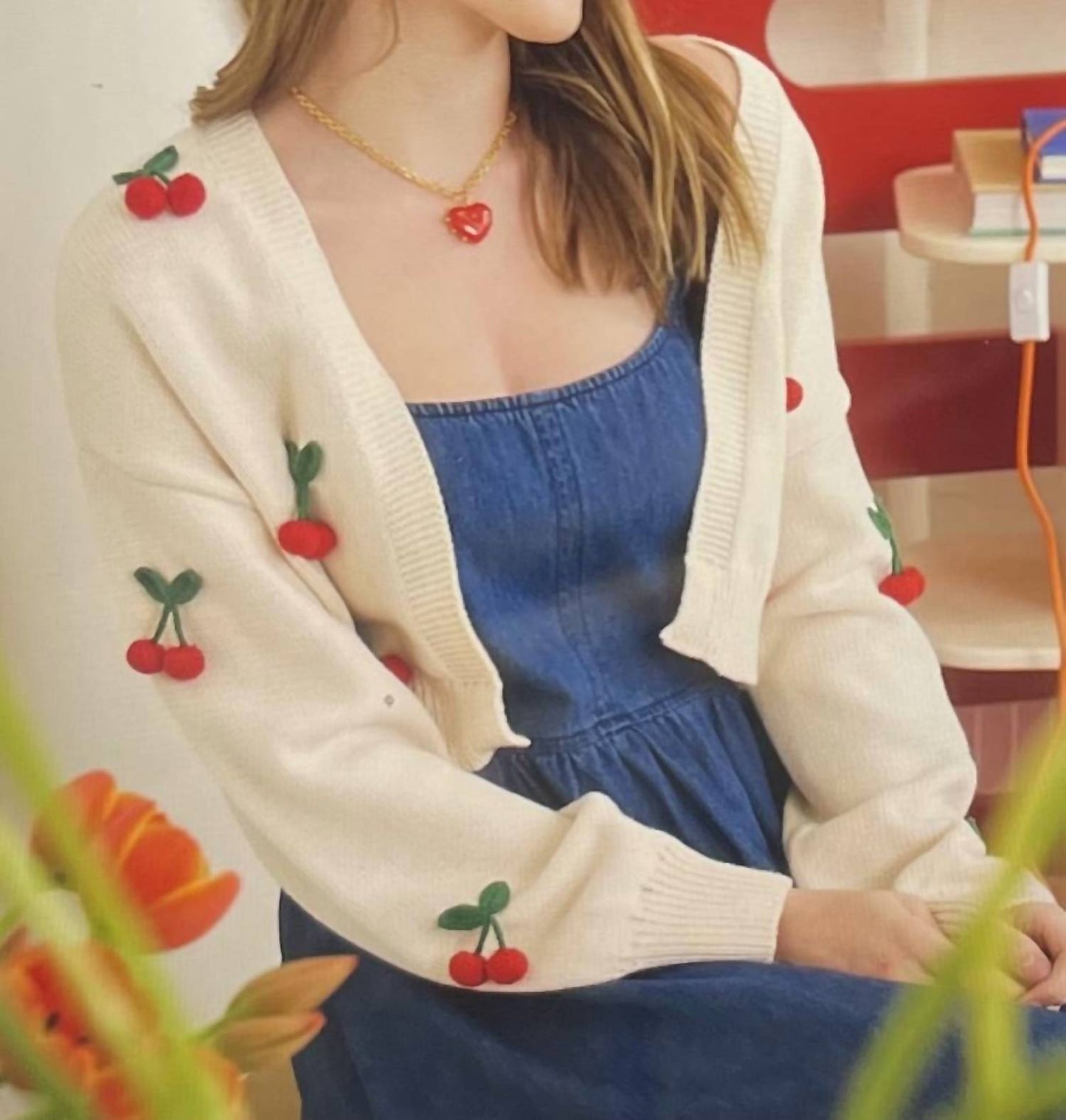 Blu Pepper - Cherry Knit Cardigan