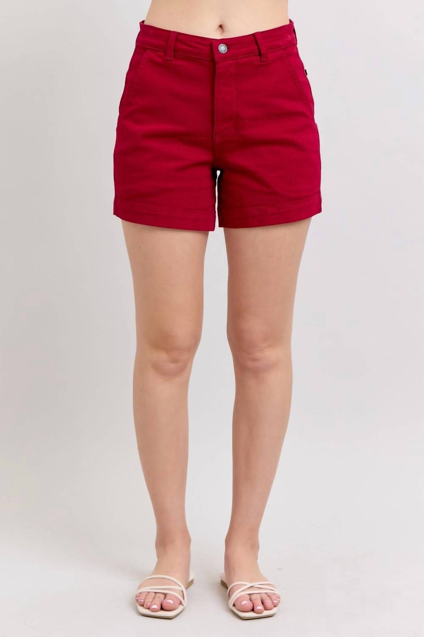 Judy Blue - High Waist Tummy Control Garment Heart Shaped Pocket Trouser Denim Short