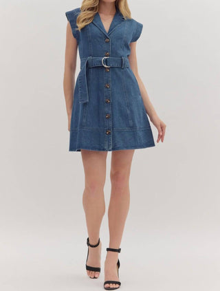 Entro - Cap Sleeve Belted Mini Dress