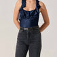Astr - Morrigan Satin Ruffle Halter Top