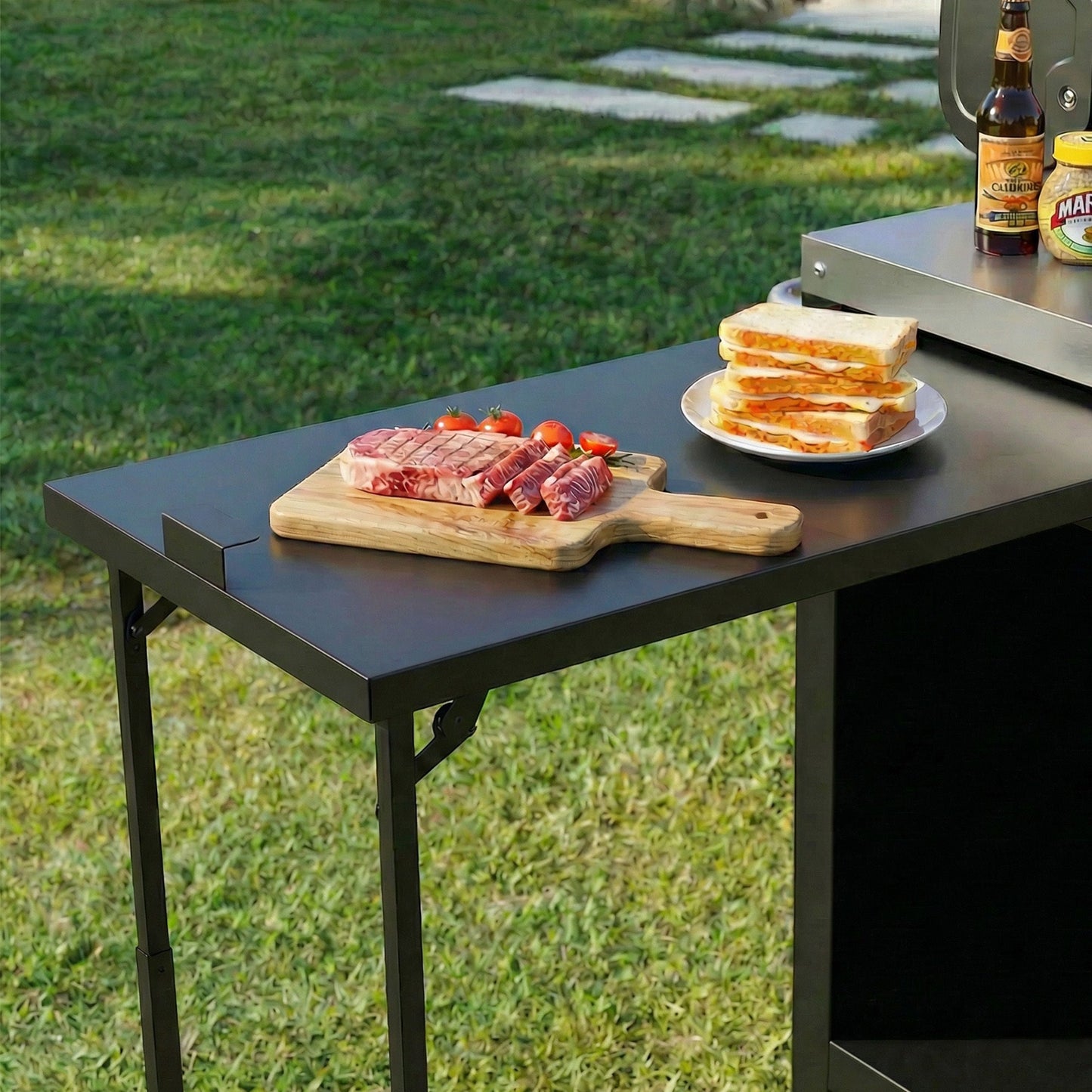K&K 72.4' Large Grill Table for Big Green Egg