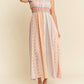Davi & Dani - Contrast Ruffle Trim Striped Midi Dress
