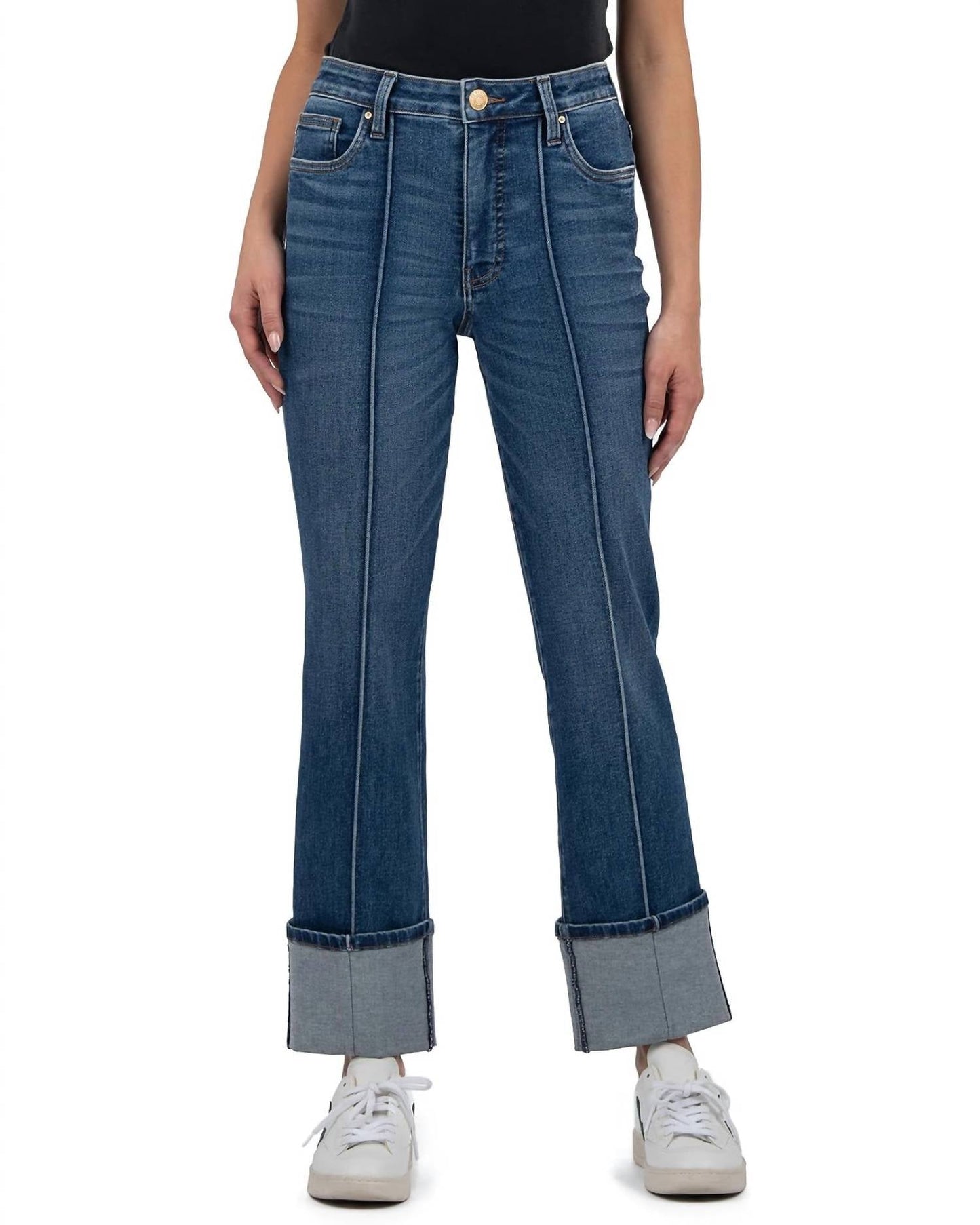 Kut From The Kloth - Fay High Rise Cuff Straight Leg Jeans