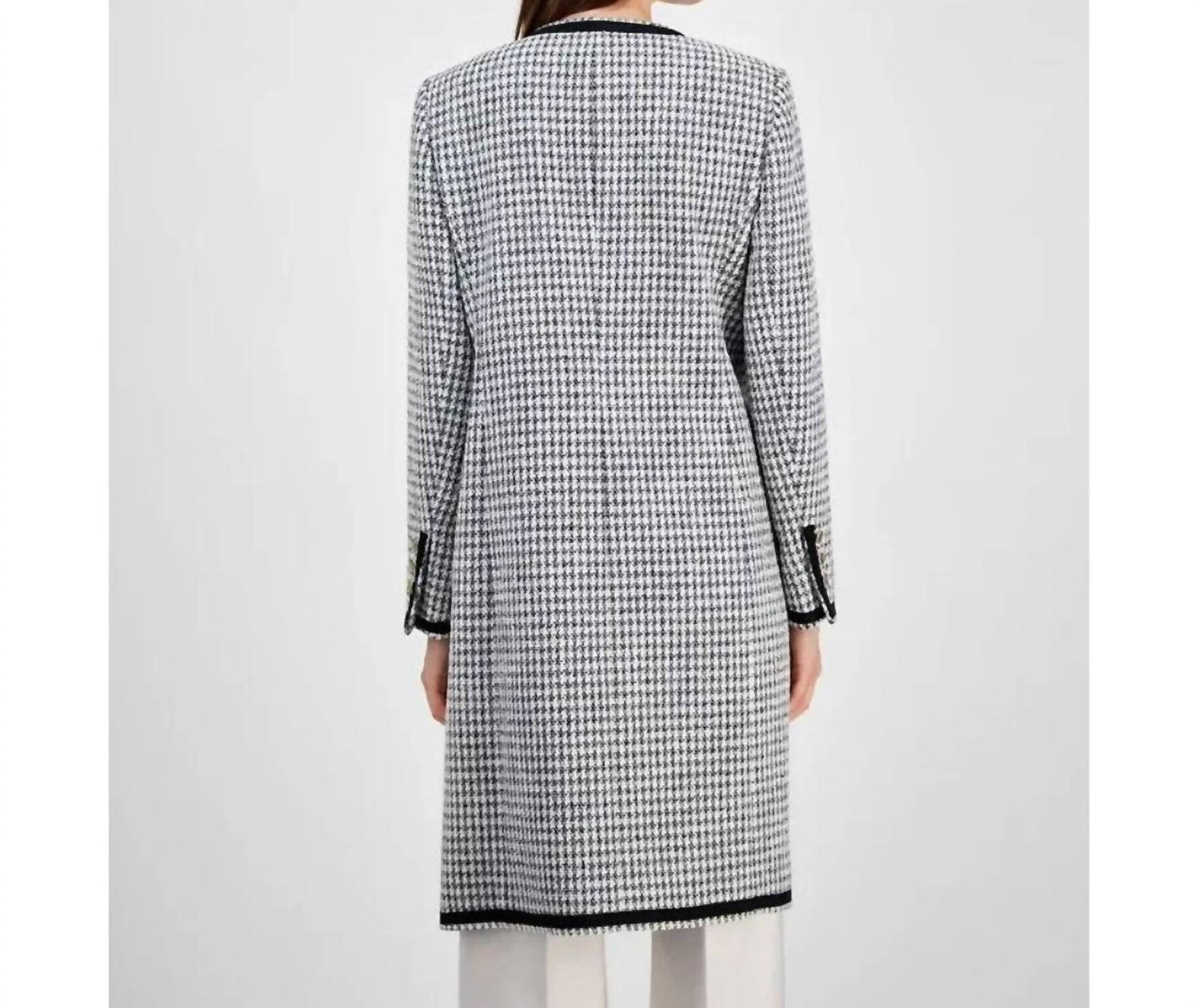 Anne Klein - Tweed Collarless Long Jacket