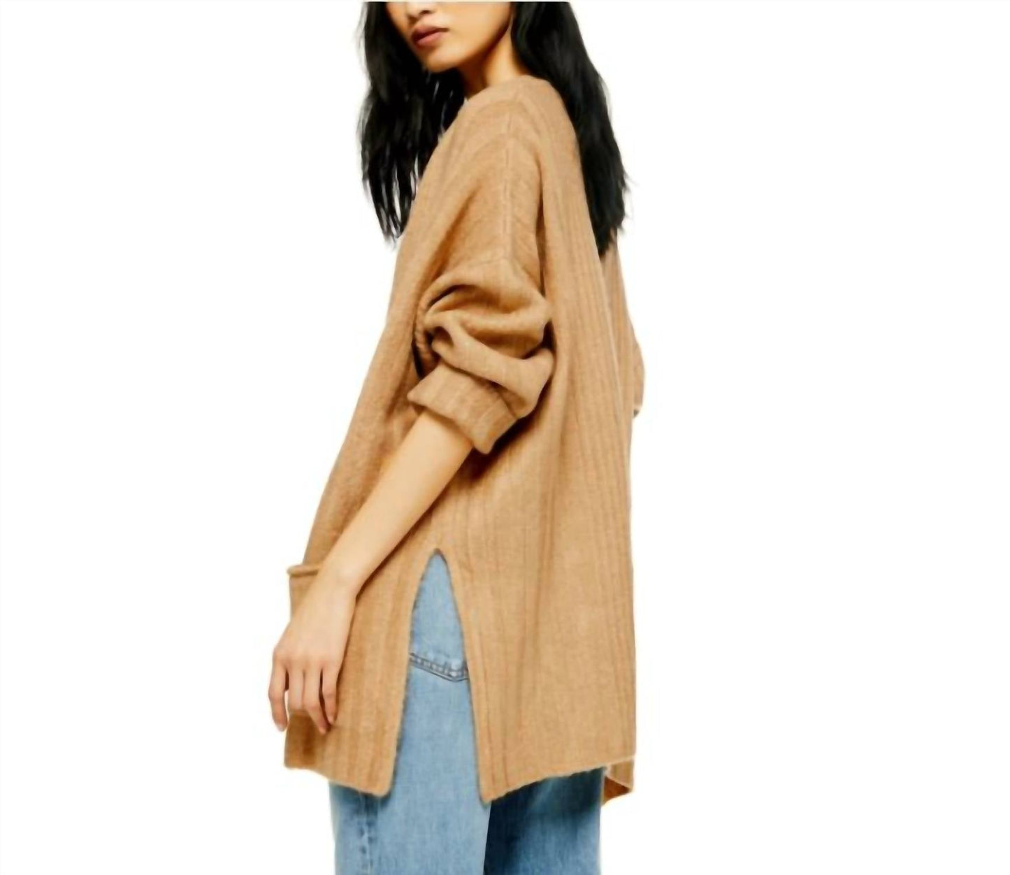 Topshop - Open Front Knit Oversized Sweater Cardigan