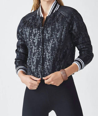 Fabletics - Athletic Sport Floral Print Mesh Back Bomber Jacket