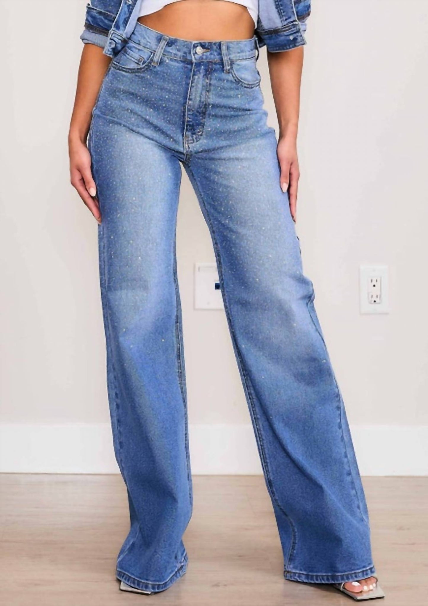 Vibrant M.I.U - Celine II Iridescent Rhinestone Jeans