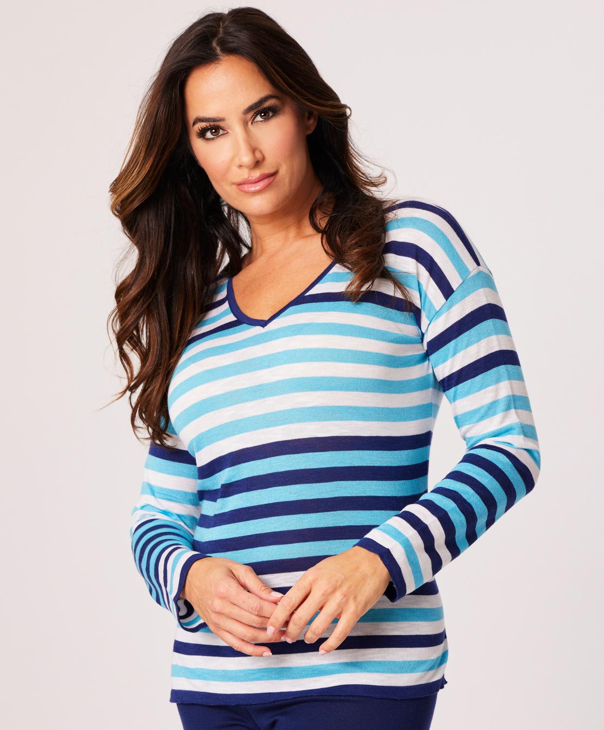 French Kyss - Color Block V-Neck Top