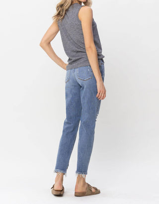 Judy Blue - High Waist Button Fly Destroyed Boyfriend Denim Jeans