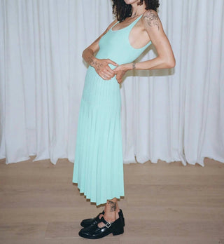 Ali Golden - Fitted Tank Dress With Pleated Skirt