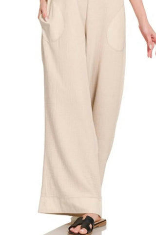 Trendsi - Zenana Double Gauze Washed Wide Leg Overalls