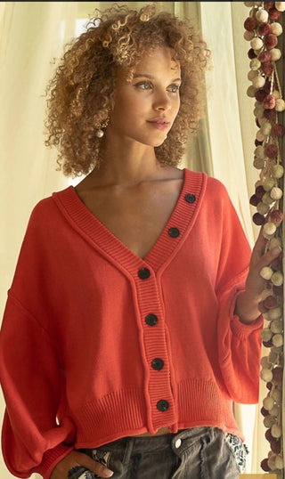 Pol - V-neck Dropped Shoulder Cardigan