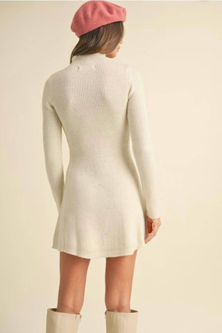Klesis - Mock Neck Long Sleeve Fit-and-flare Mini Dress