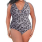 Always For Me - Double V Plunge One Piece Swimsuit - Plus Size