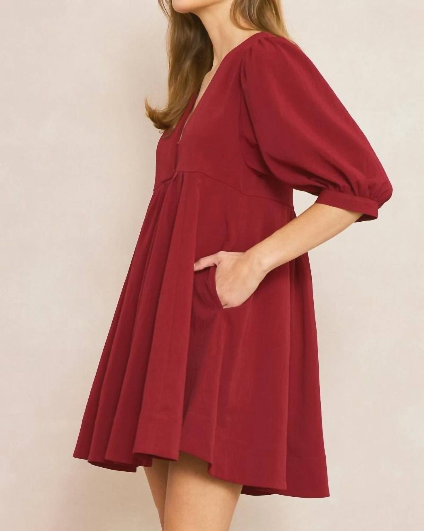 Entro - V Neck Baby Doll Dress