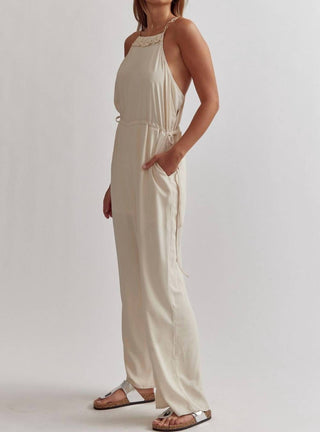 Entro - Sleeveless Wide Leg Romper w/ Chainlink Straps