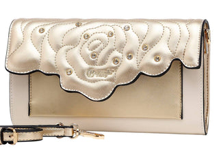 Brangio - Women's Italy Vegan Leather Rose Quilted Clutch