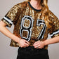 Blue B - Sequin Game Day Crop Varsity Top