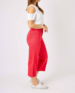 Judy Blue - High Waist Garment Dyed Tummy Control Wide Leg Cropped Jeans