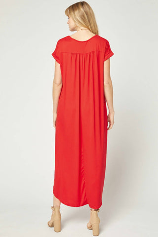 Entro - Everyday Pocket Maxi Dress, Tangerine