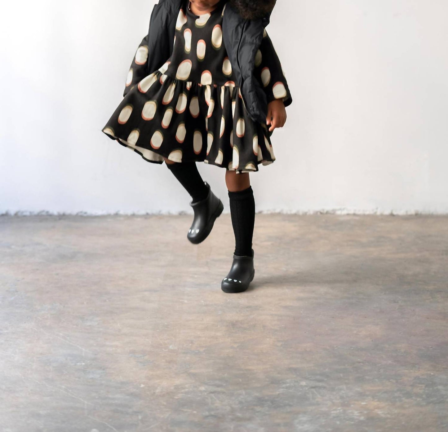Omamimini - Girls' Drop Waist Long Sleeve Terry Dress