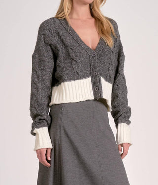 Elan - Elan Two-Tone Sweater Cardigan