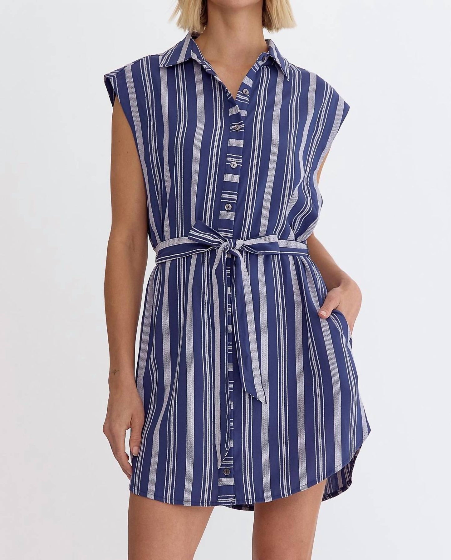 Entro - Sleeveless Belted Mini Dress